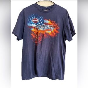 Texoma Harley Davidson Blue T-shirt Motorcycle Sherman, Tx Size Large